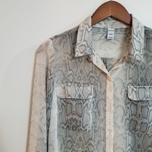 NWT Old Navy Sheer Snakeskin Print Blouse Medium